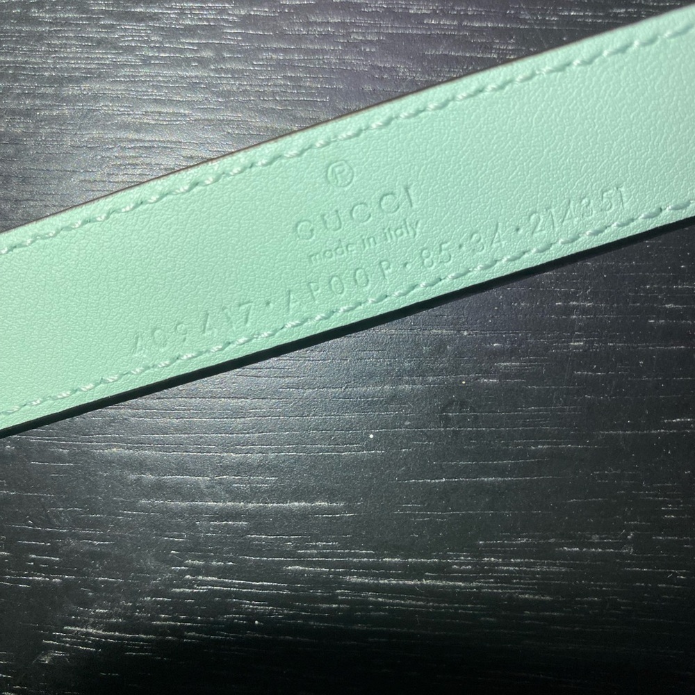 Gucci Mint Green GG Skinny Belt - Picture 5 of 5